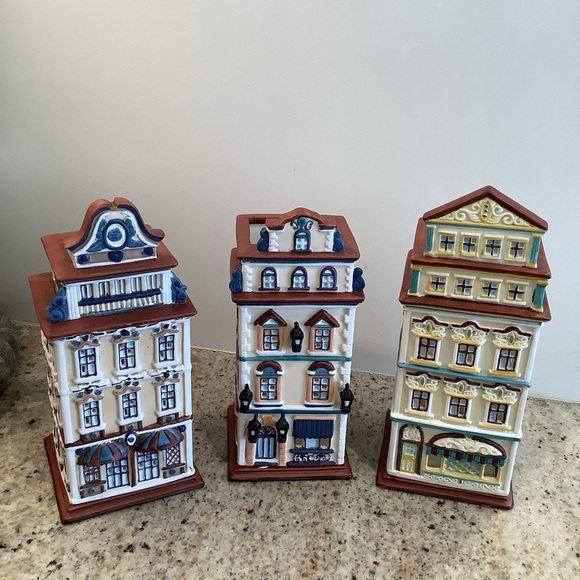 Set of 3 Partylite Tealight Candle Holder Cafe Vienna Prague Amsterdam - Picture 1 of 10